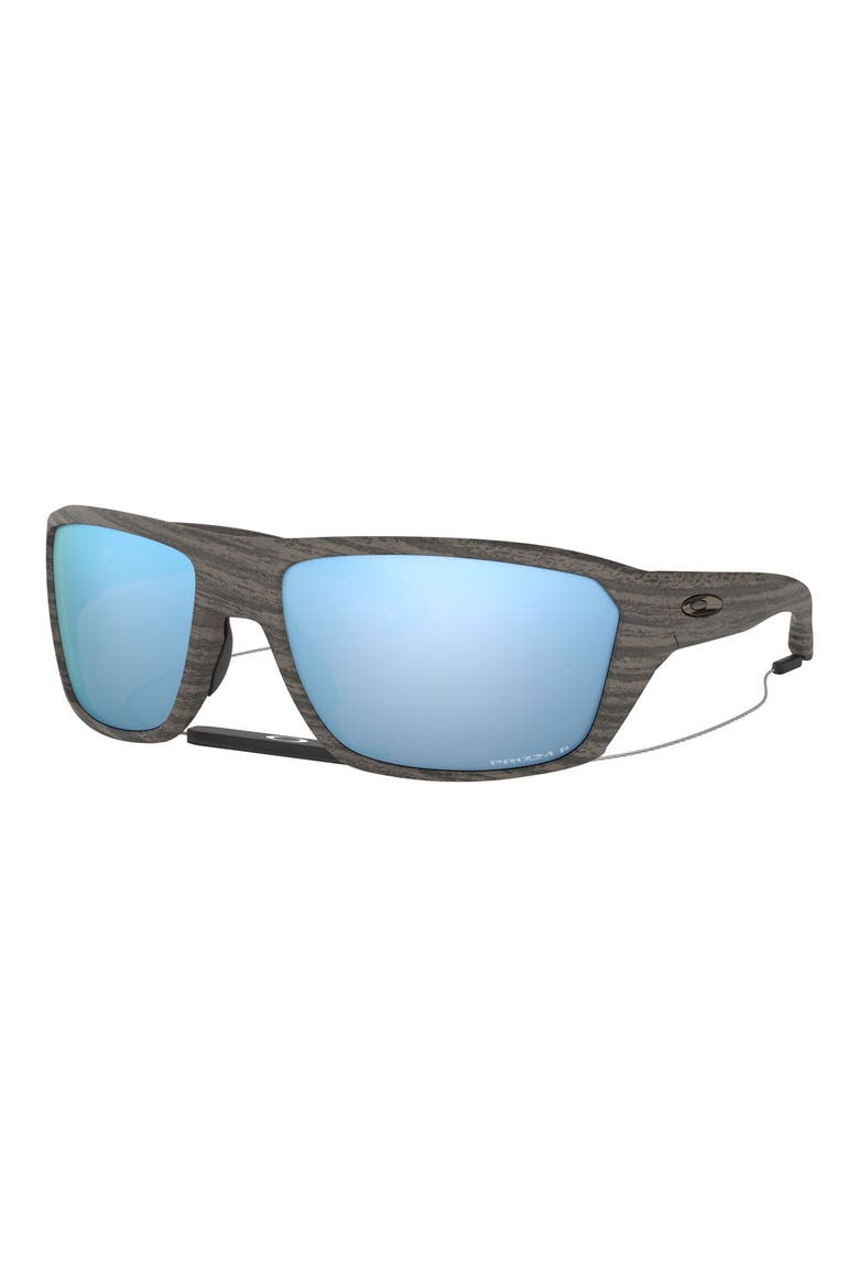 Split Shot Woodgrain Collection 64mm Polarized Oversize Sunglasses, Alternate, color, WOOD GREEN