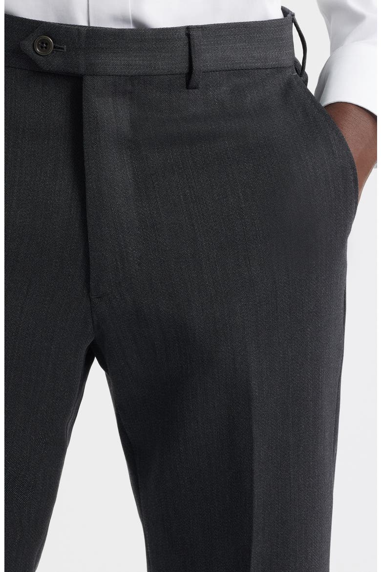 Flat Front Wool Dress Pants, Alternate, color, SOLID BLACK