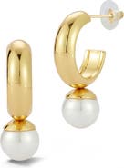 GLAZE JEWELRY Faux Pearl Drop Hoop Earrings