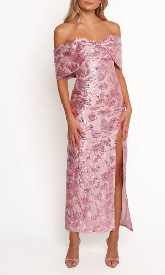 Petal & Pup Lilia Off the Shoulder Floral Jacquard Maxi