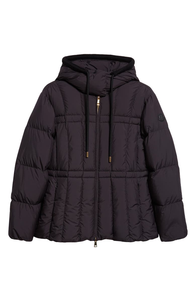 Moncler Estom Vertical Quilted Hooded Down Jacket, Alternate, color, Black