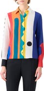 Akris Paravent Print Silk Button-Up Shirt
