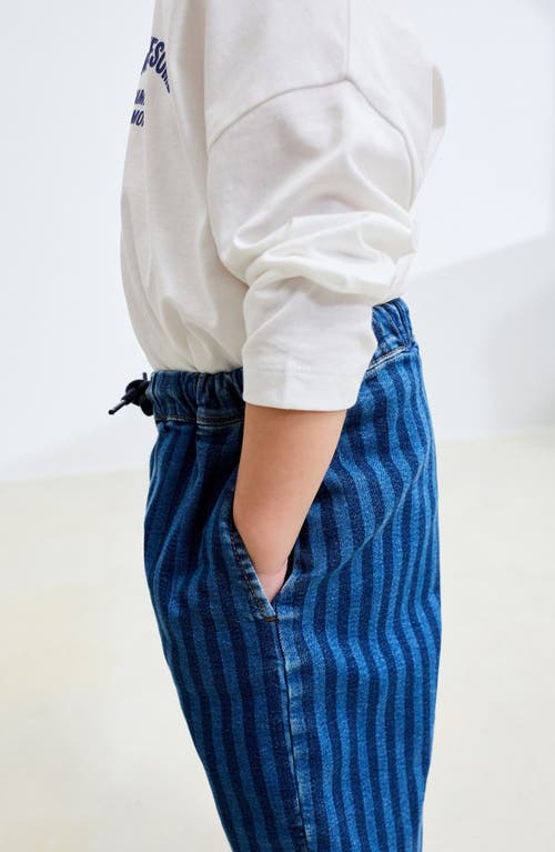 Next Kids' Stripe Wide Leg Jeans In Blue