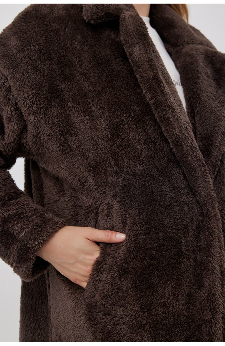 Gottex Beach Life The Long Fleece Lounge Coat, Alternate, color, Chocolate