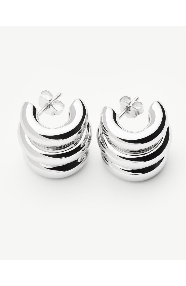 Missoma Chubby Triple Ridge Small Hoop Earrings, Alternate, color, Silver
