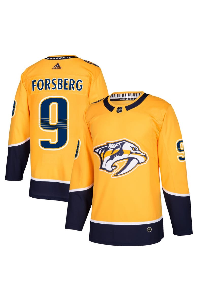 adidas Men's adidas Filip Forsberg Gold Nashville Predators Authentic Player Jersey, Alternate, color, 