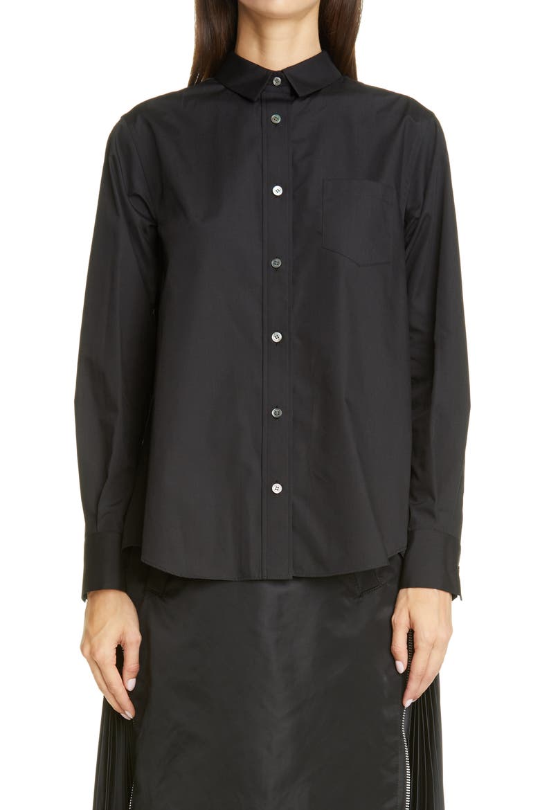Contrast Pleat Back Shirt, Main, color, BLACK
