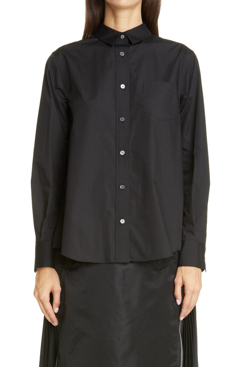 Sacai Contrast Pleat Back Shirt, Main, color,