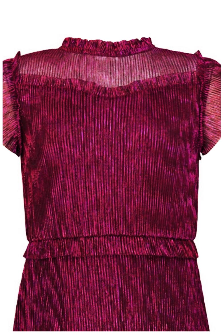 Kids' Metallic Ruffle Plissé Tiered Party Dress, Alternate, color, BLK/PINK