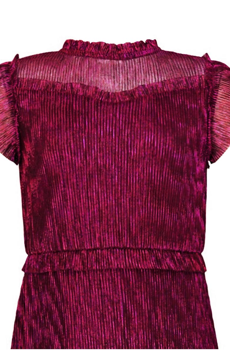 Zunie Kids' Metallic Ruffle Plissé Tiered Party Dress, Alternate, color, Black/ Pink