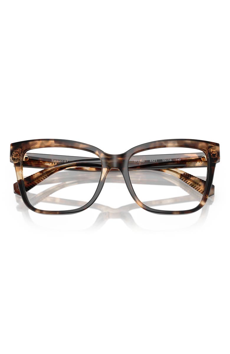 Tiffany & Co. 55mm Cat Eye Optical Glasses, Alternate, color, Brown Havana