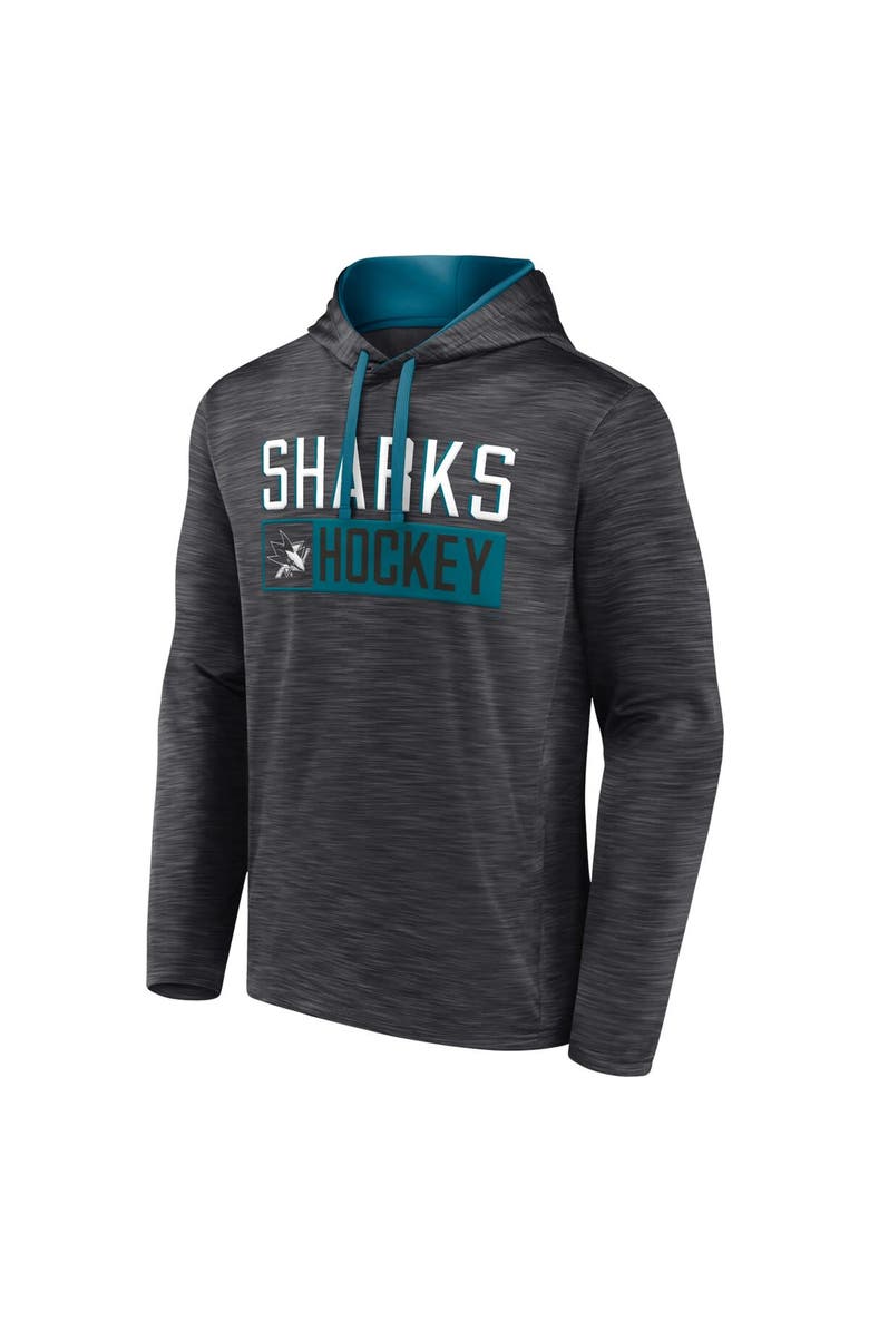 FANATICS Men's Fanatics Branded Heather Charcoal San Jose Sharks Close Shave Pullover Hoodie, Alternate, color, 