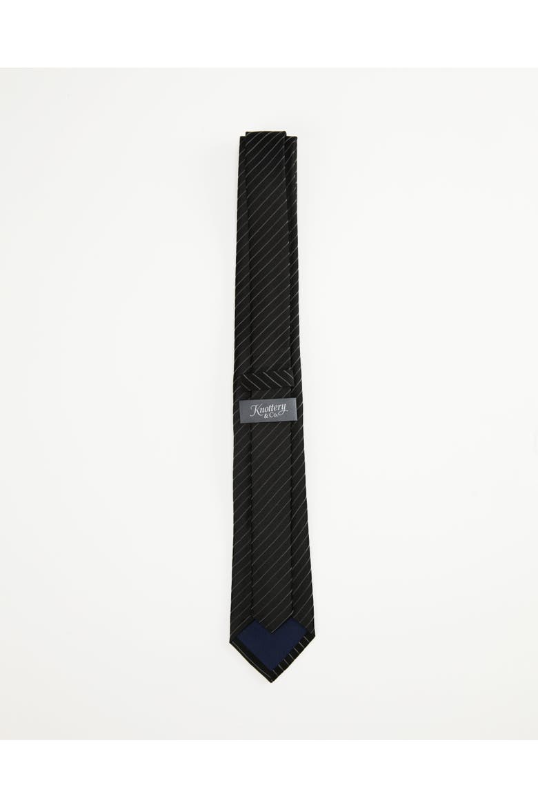 Pinstriped Silk Jacquard Tie, Alternate, color, Jet Black
