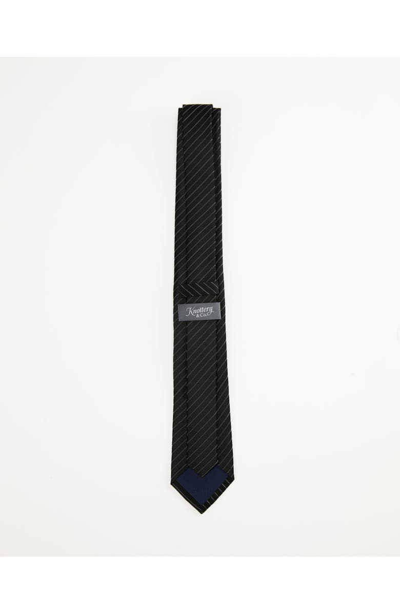 Knottery & Co Pinstriped Silk Jacquard Tie, Alternate, color, Jet Black
