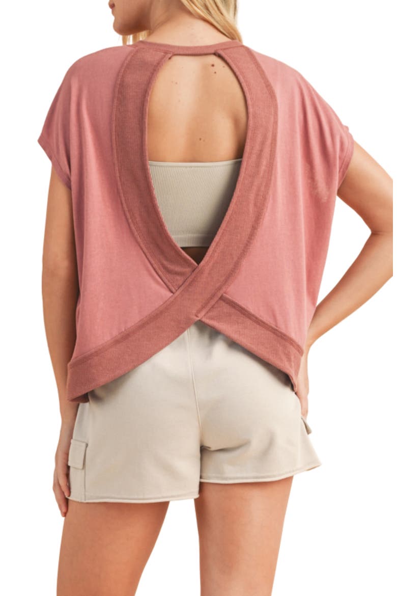 Open Back Cutout Knit Top, Alternate, color, SIENNA