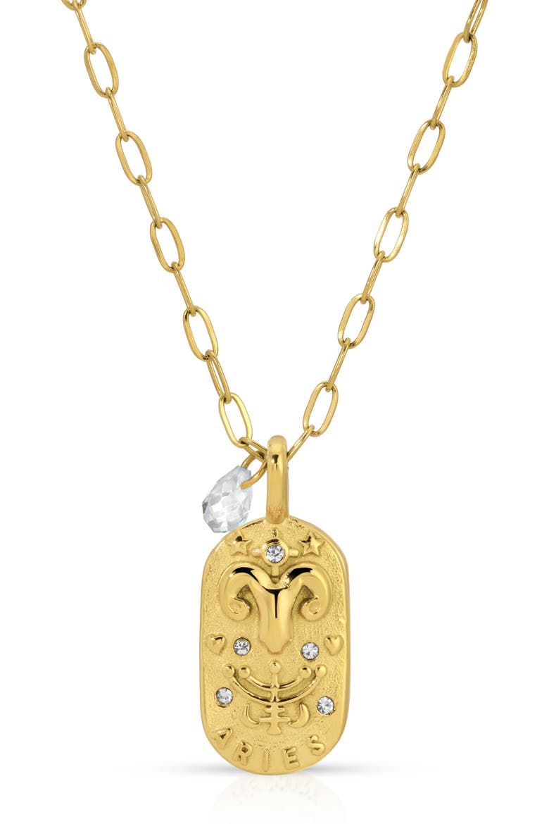 Cielo Zodiac Pendant Necklace, Main, color, ARIES/ GOLD