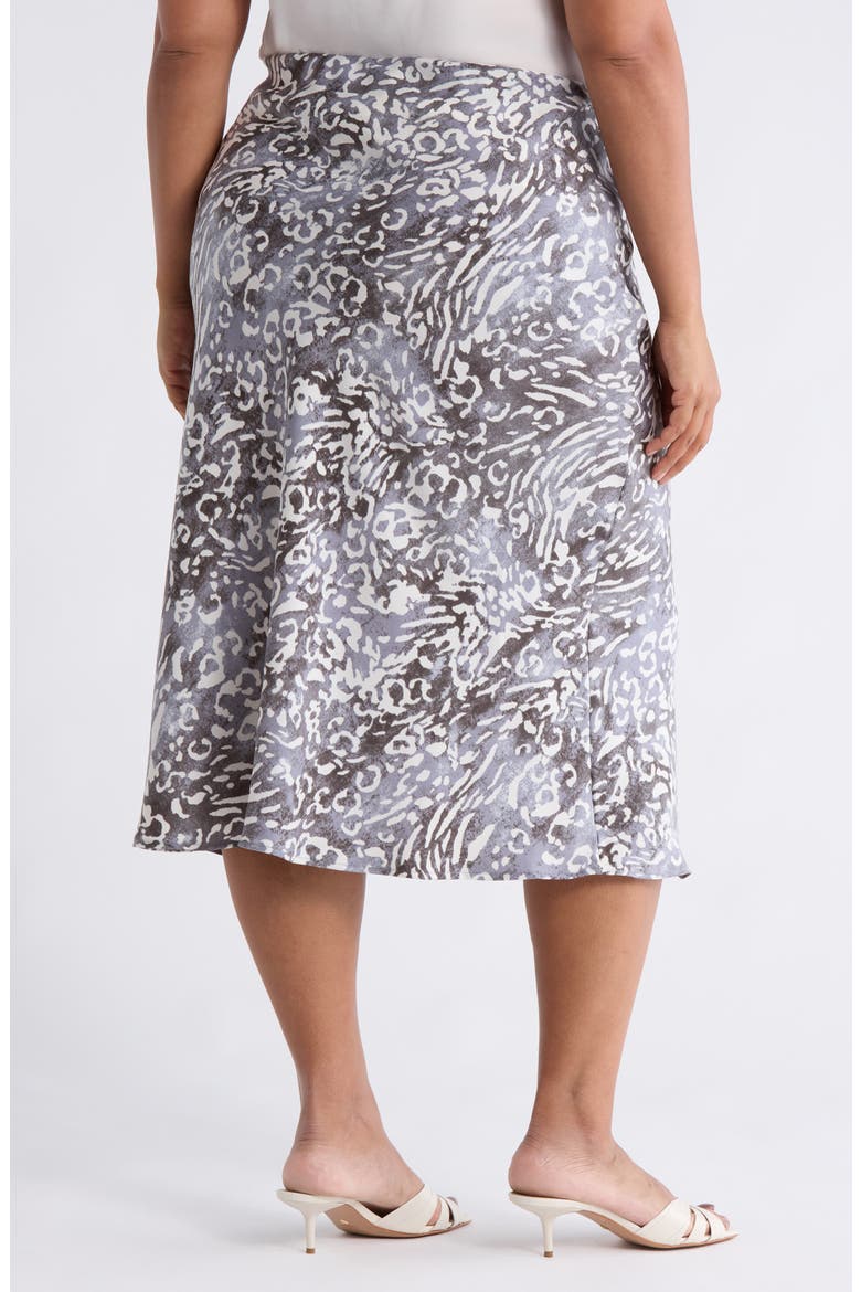 Animal Print Satin Midi Skirt, Alternate, color, CHARCOAL