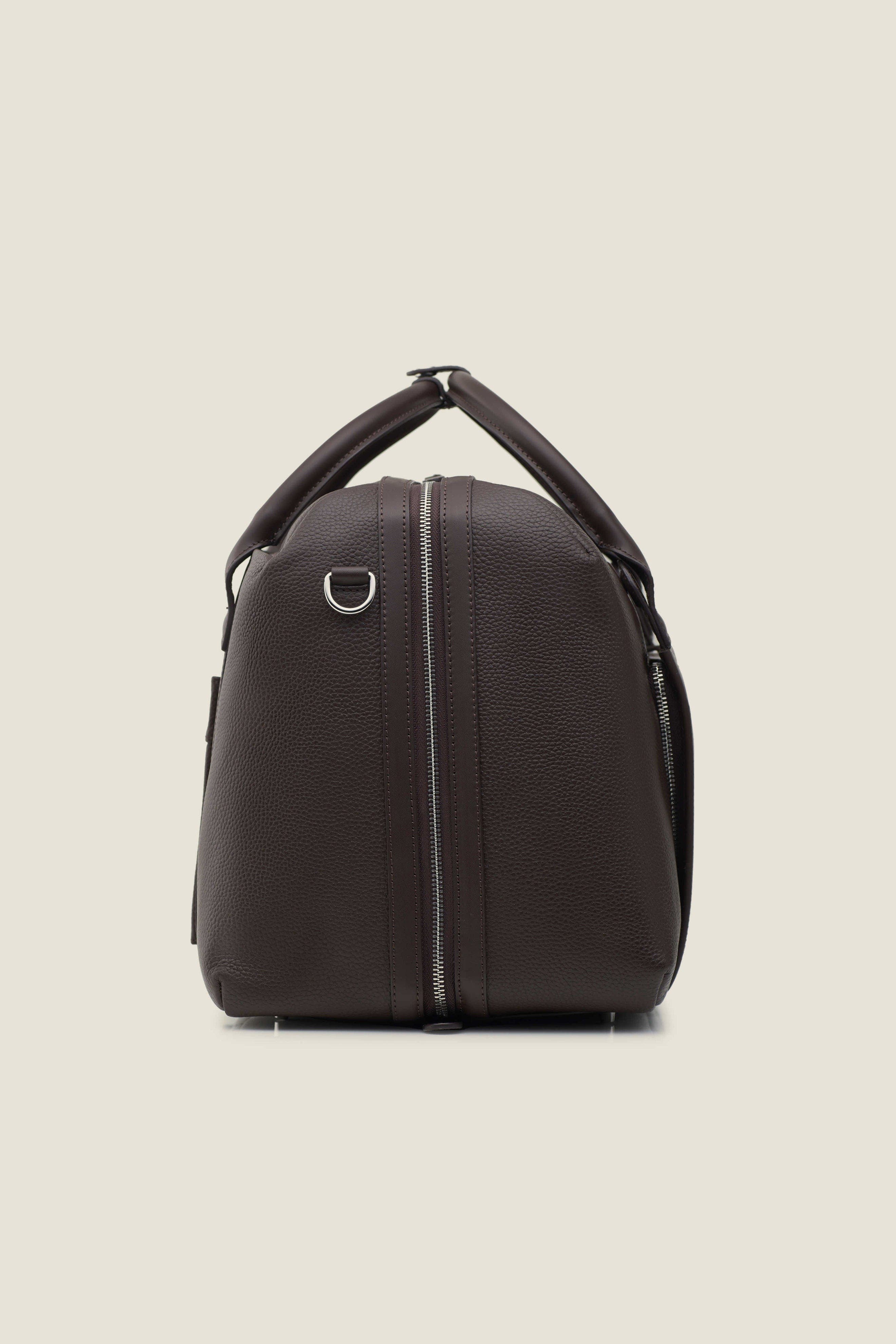 Duffle Suitcase Convertible Underseat Leather Weekender, Alternate, color, Chocolate