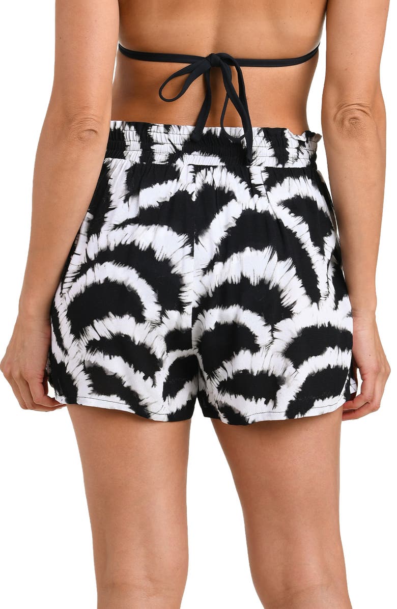 La Blanca Woven Shadows Cover-Up Shorts, Alternate, color, Black
