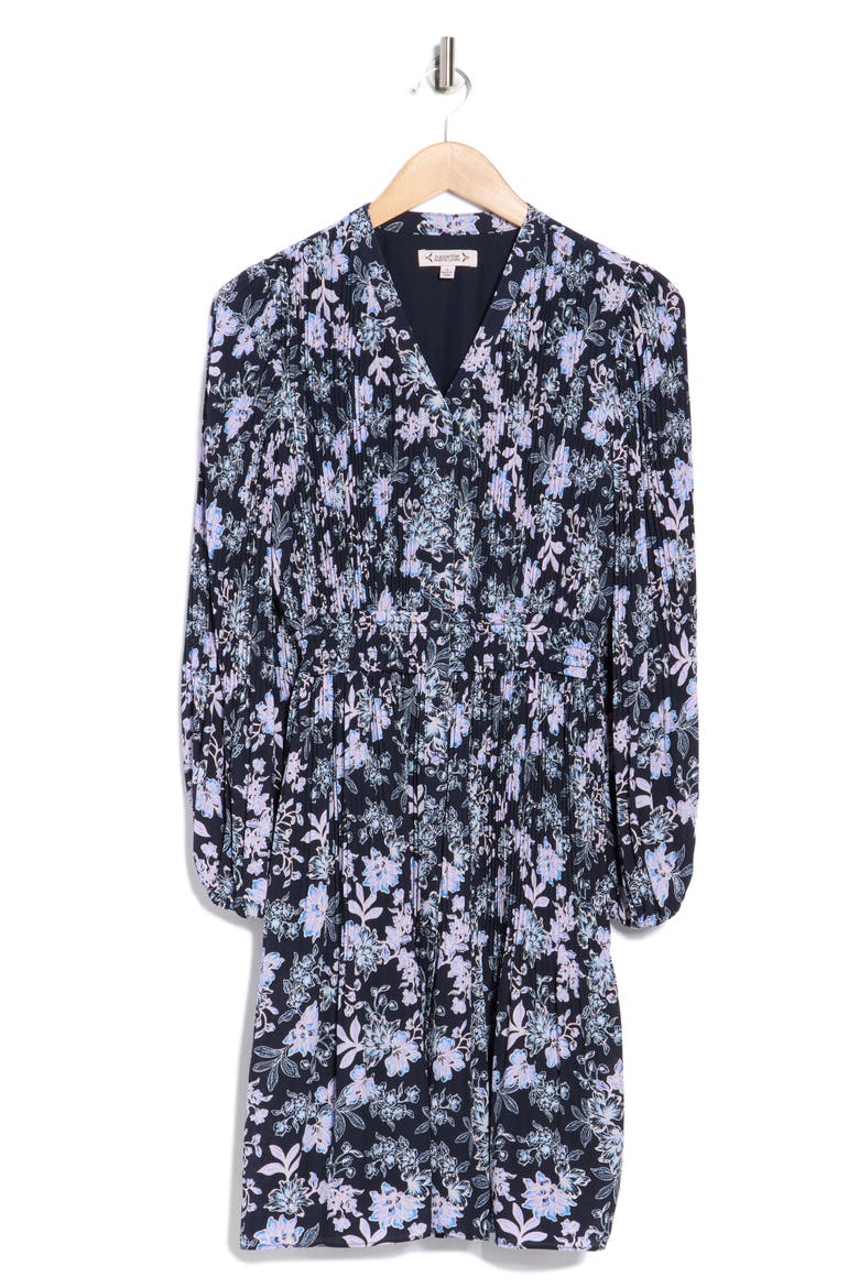 Long Sleeve Chiffon Dress, Alternate, color, NAVY PRINT