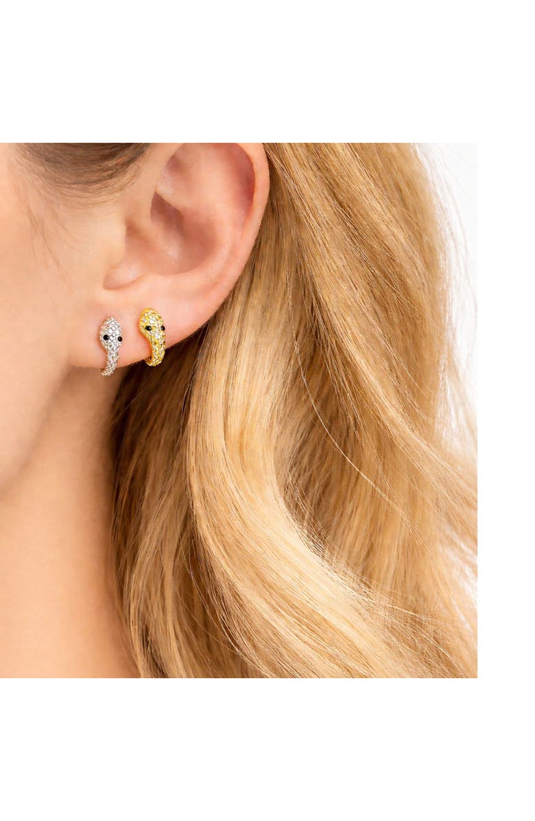 REBL Snake Huggie Hoop Earrings, Alternate, color, Silver