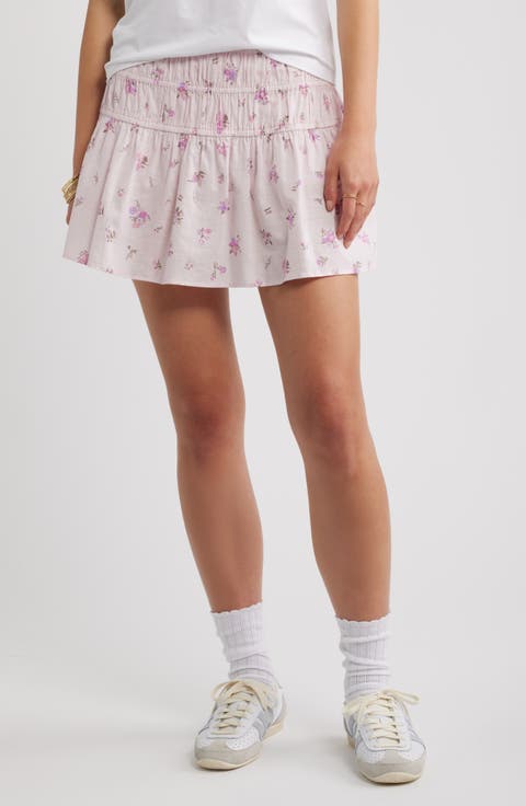 Drop Waist Flare Cotton Skort