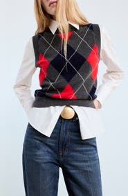 MANGO Argyle Sweater Vest