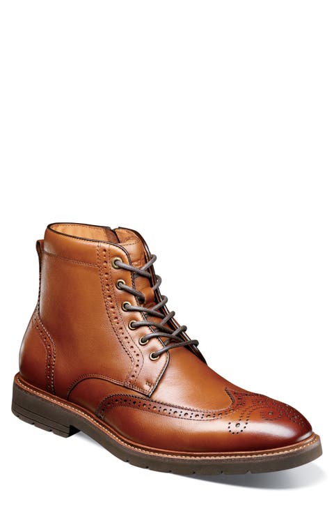 Redford Leather Wingtip Lace Up Boot