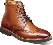 Florsheim Redford Leather Wingtip Lace Up Boot