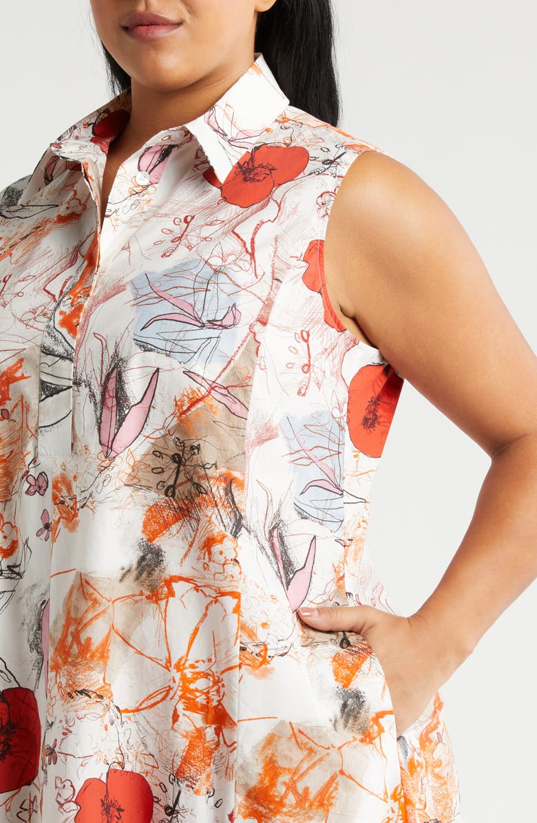 Marina Rinaldi Rabat Floral Sleeveless Midi Shirtdress, Alternate, color, 