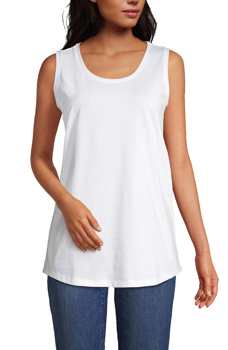 Lands' End Supima Cotton Tunic Tank Top, Main, color, White