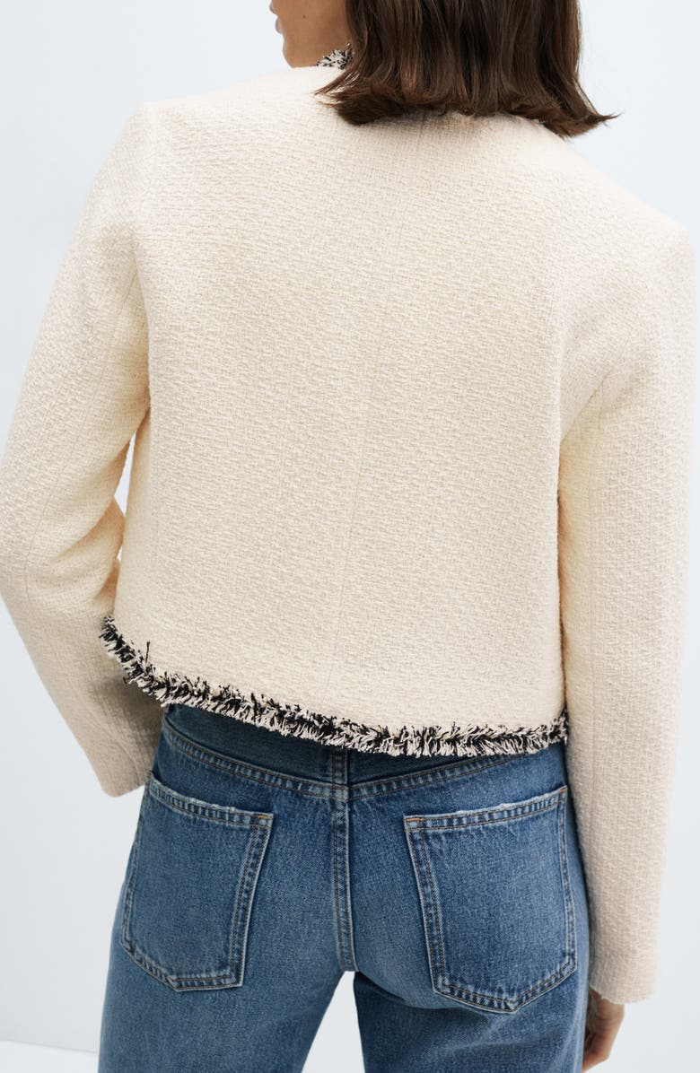 MANGO Cinta Open Front Crop Tweed Jacket, Alternate, color,