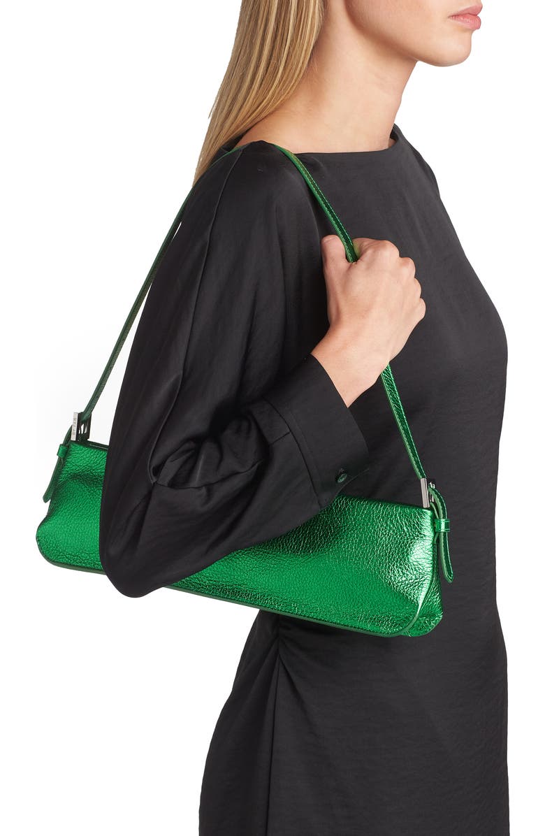 By Far Dulce Long Metallic Leather Shoulder Bag, Alternate, color,