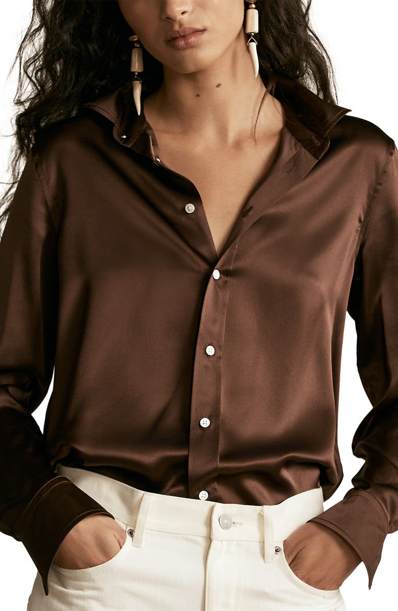 Polo Ralph Lauren Silk Charmeuse Blouse, Main, color, 