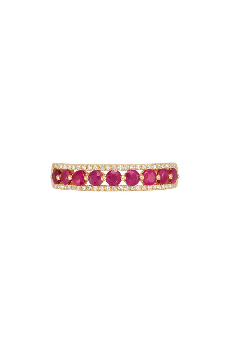 Frankie & Zoe Diamond & Ruby Band Ring, Main, color, Yellow Gold