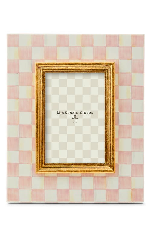 Mackenzie-childs Mackenzie Childs Rosy Check Enameled Steel 4 X 6-inch Picture Frame In Pink