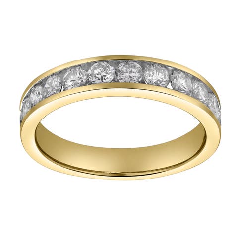 Helix 14K Gold Round Diamond Studded Band Ring - 1.04cts