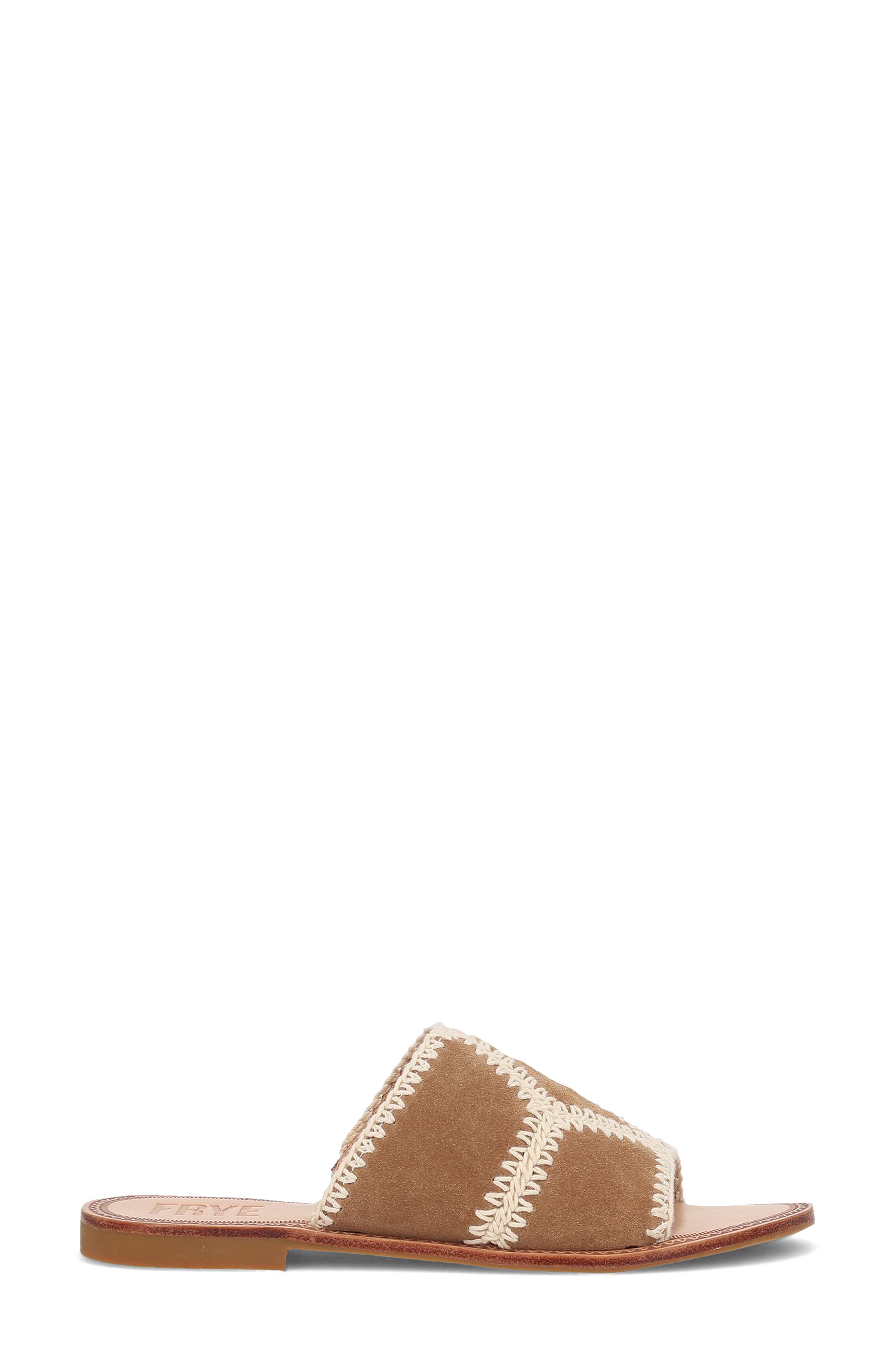 Ava Crochet Trim Slide Sandal, Alternate, color, ALMOND