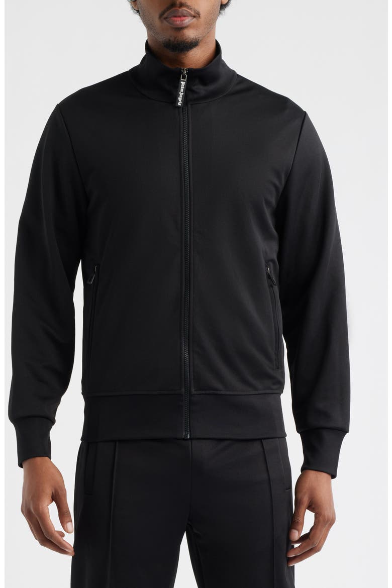 Back Curved Logo Track Jacket, Alternate, color, BLACK OFF WHITE