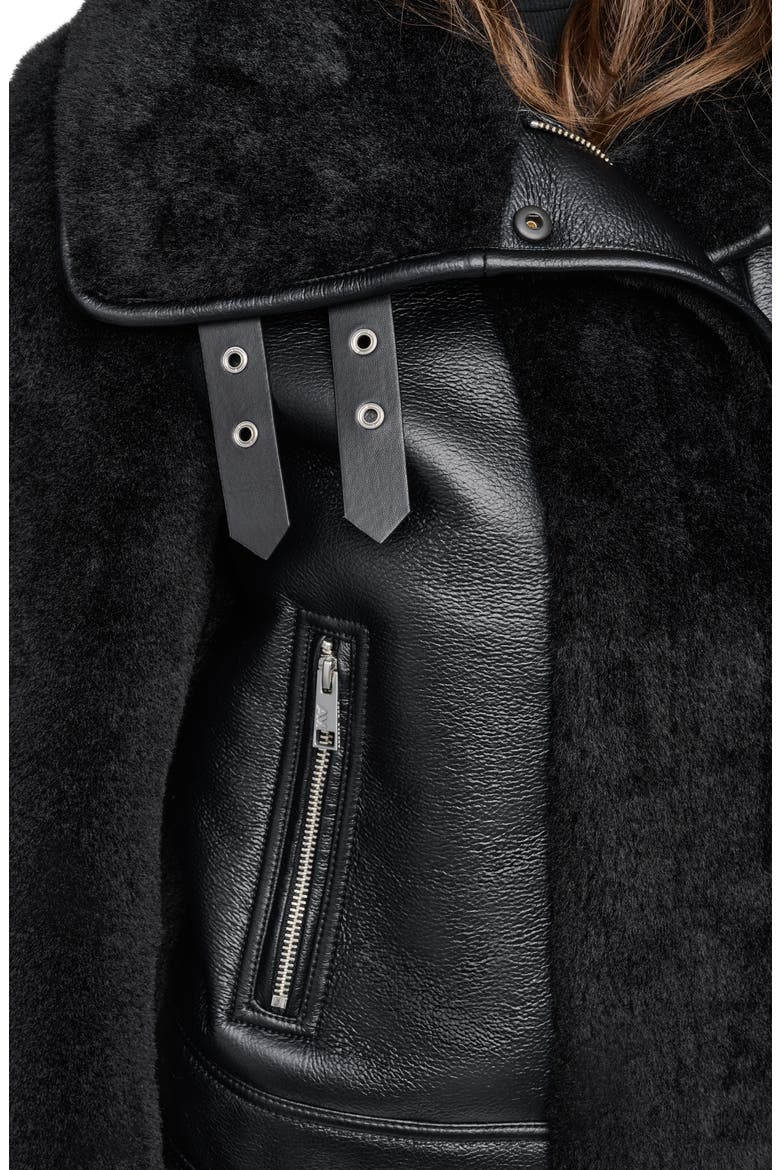 Kemsley Faux Leather & Faux Shearling Moto Jacket, Alternate, color, BLACK