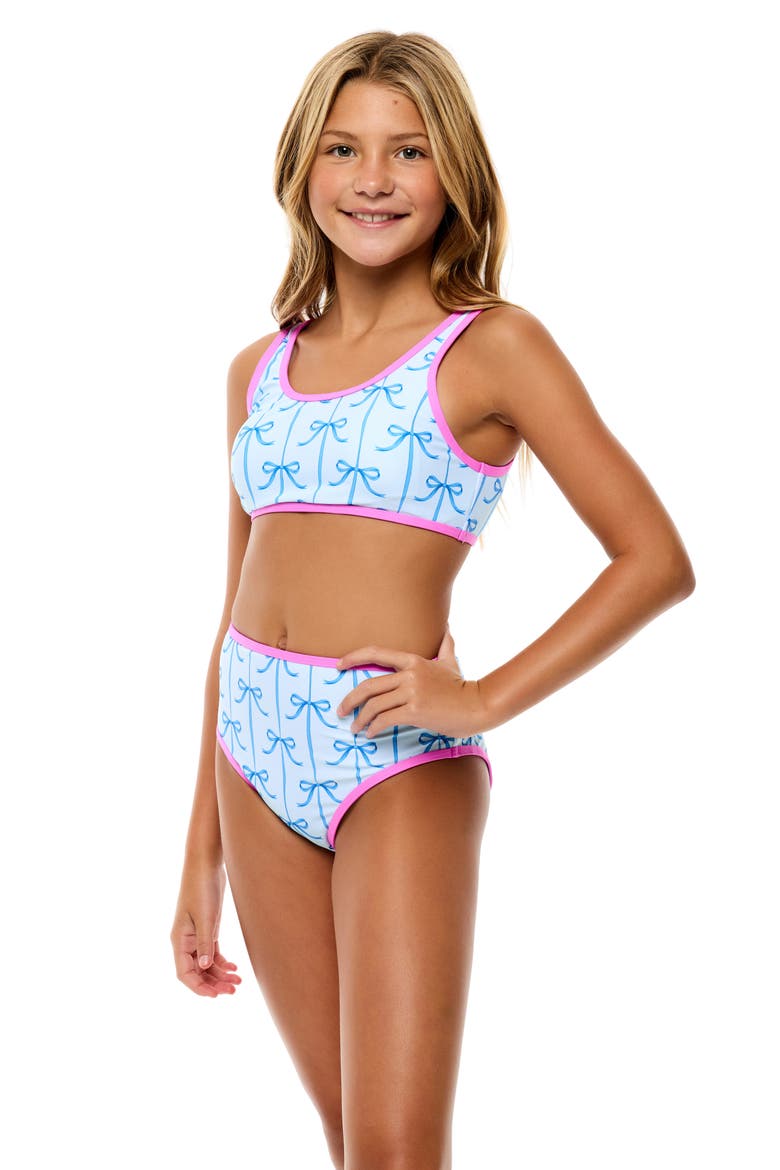 Kids' Contrast Piping Two-Piece Swimsuit, Alternate, color, BLUE