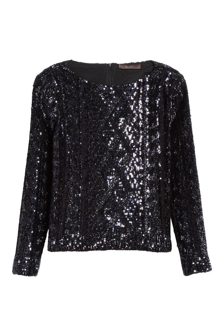 Cesena Sequin Top, Alternate, color, BLACK