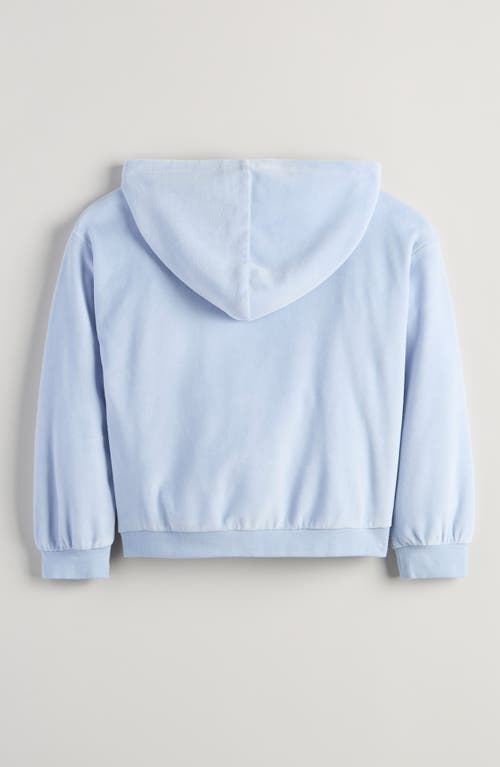 Tucker + Tate Kids' Bow Embroidered Velour Full Zip Hoodie In Blue