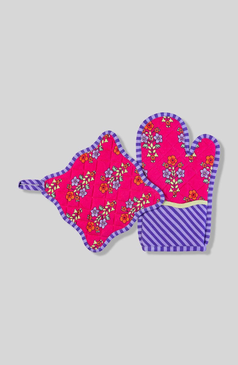 Furbish Fuchsia Pot Holder & Oven Mitt, Main, color, 