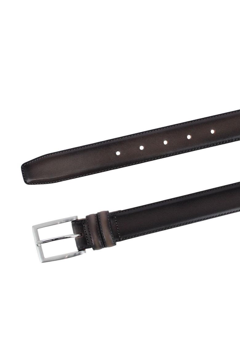Malik Burnished Feather Edged 32mm Leather Belt, Alternate, color, Grey