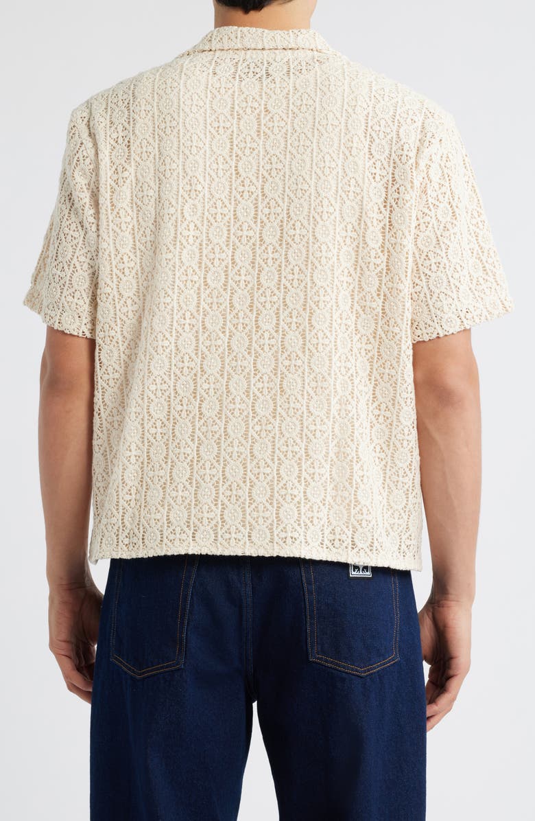 Percival Elio Crochet Short Sleeve Button-Up Shirt, Alternate, color, Ecru