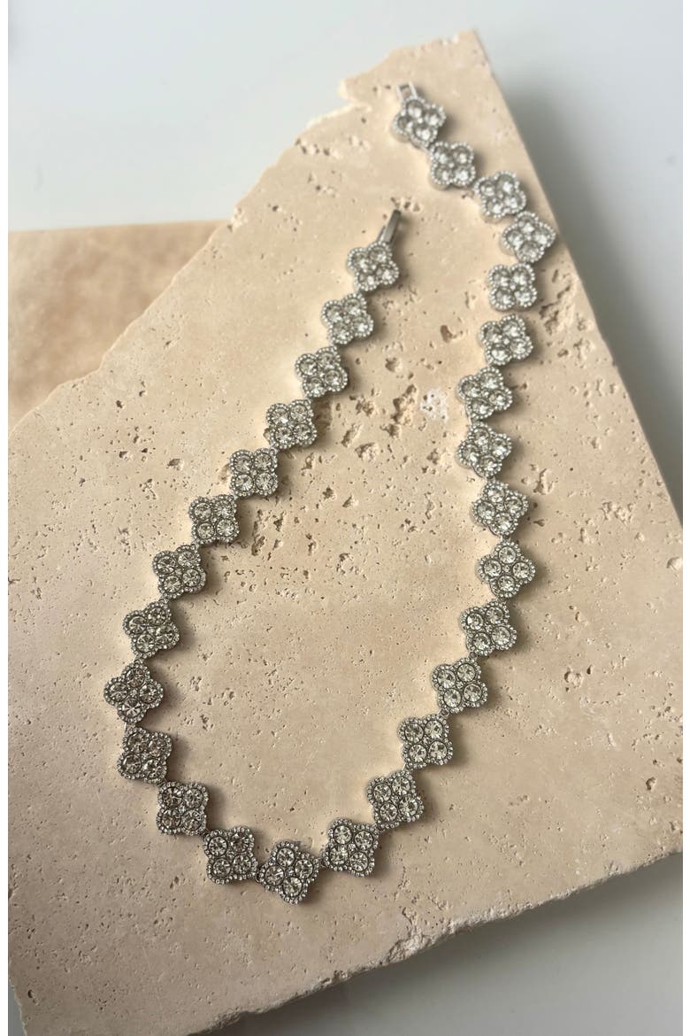 Crystal Clover Necklace, Alternate, color, SILVER
