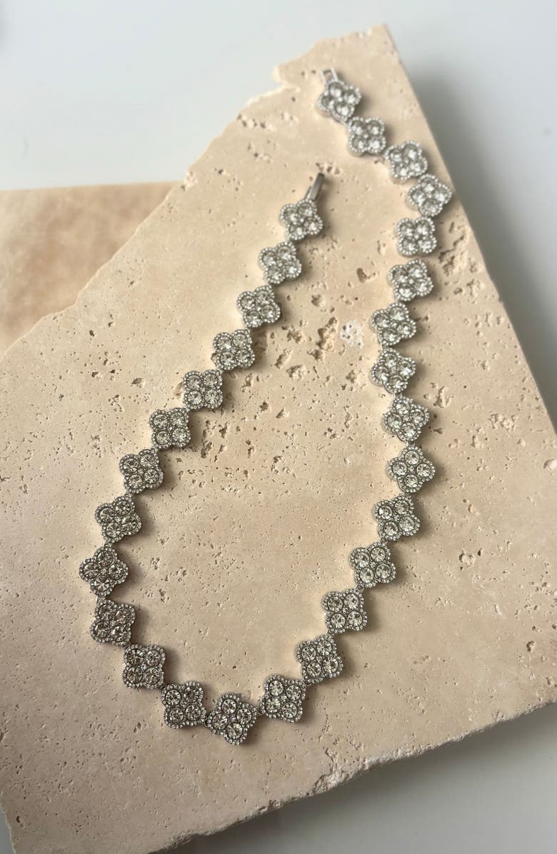 Adornia Crystal Clover Necklace, Alternate, color, Silver