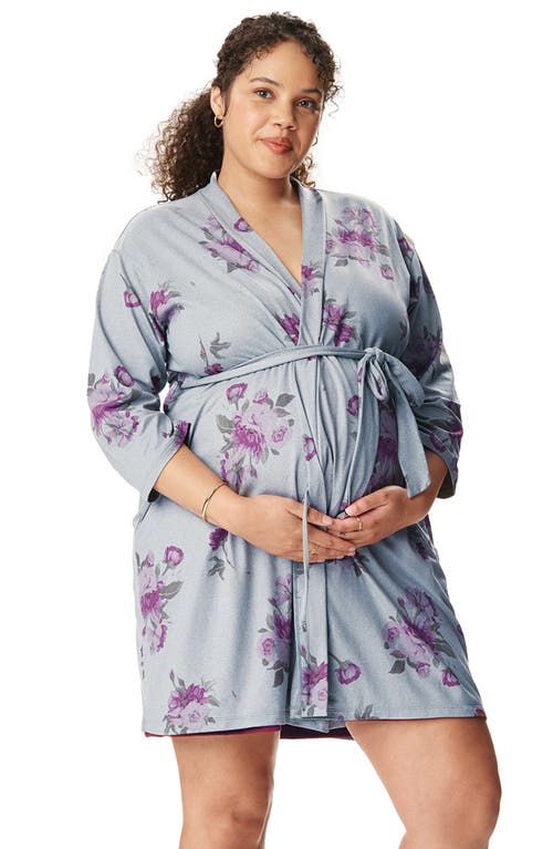 Motherhood Maternity Maternity Robe And Nursing Chemise Sleep Set In Multi