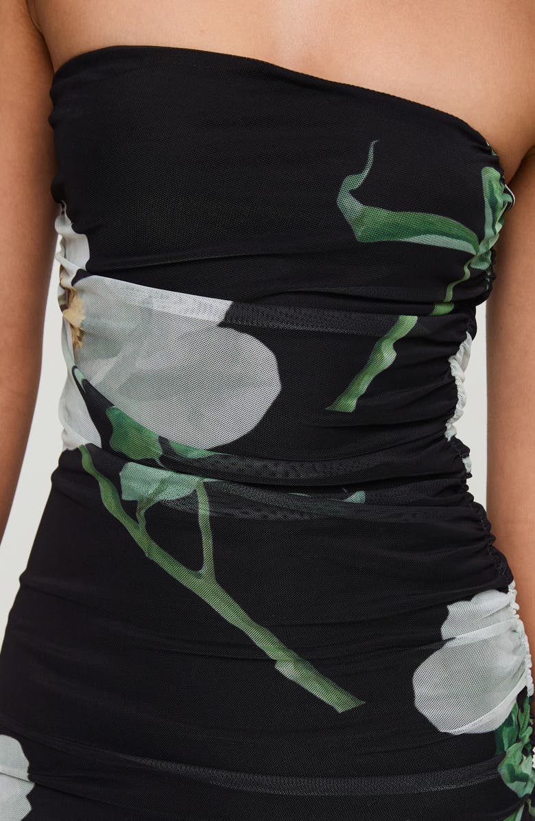 Princess Polly Nektaria Floral Mesh Strapless Dress, Alternate, color, Black Multi